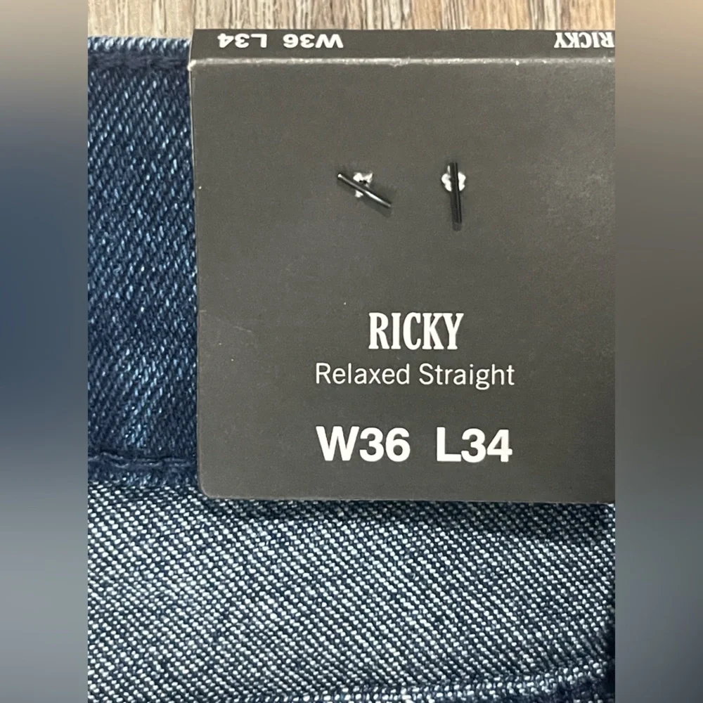 True Religion Men's Dark Blue Straight Jeans, 36x34”, “Ricky” Fit
